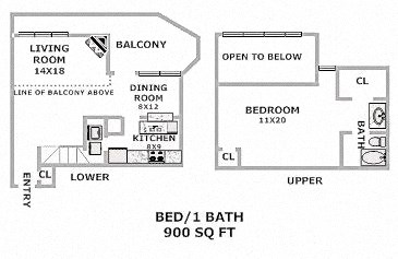 a floor plan of a small house with bedrooms and baths